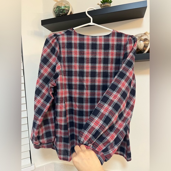 Puff Sleeve Checkered Blouse - Picture 5 of 5